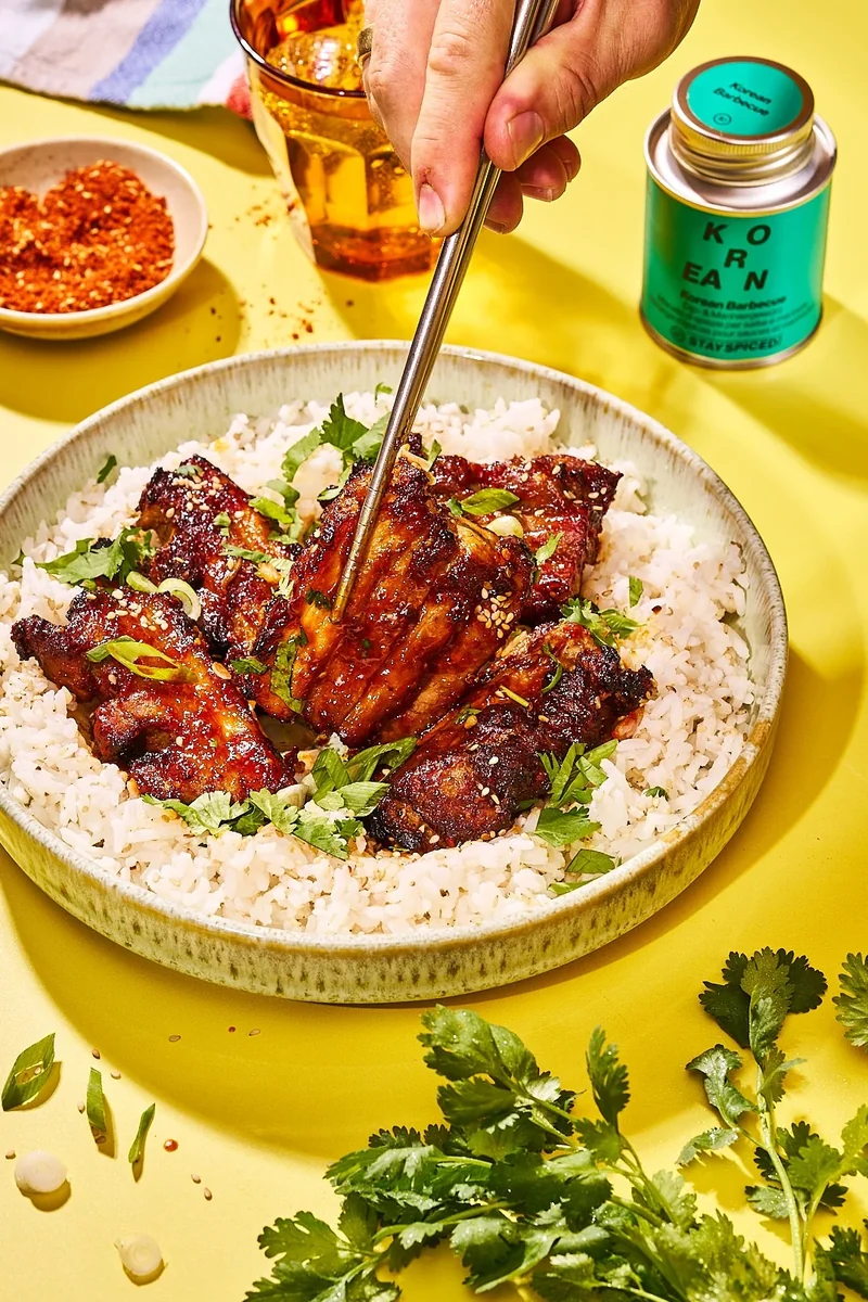 Koreanischer Schweinebauch mit Reis