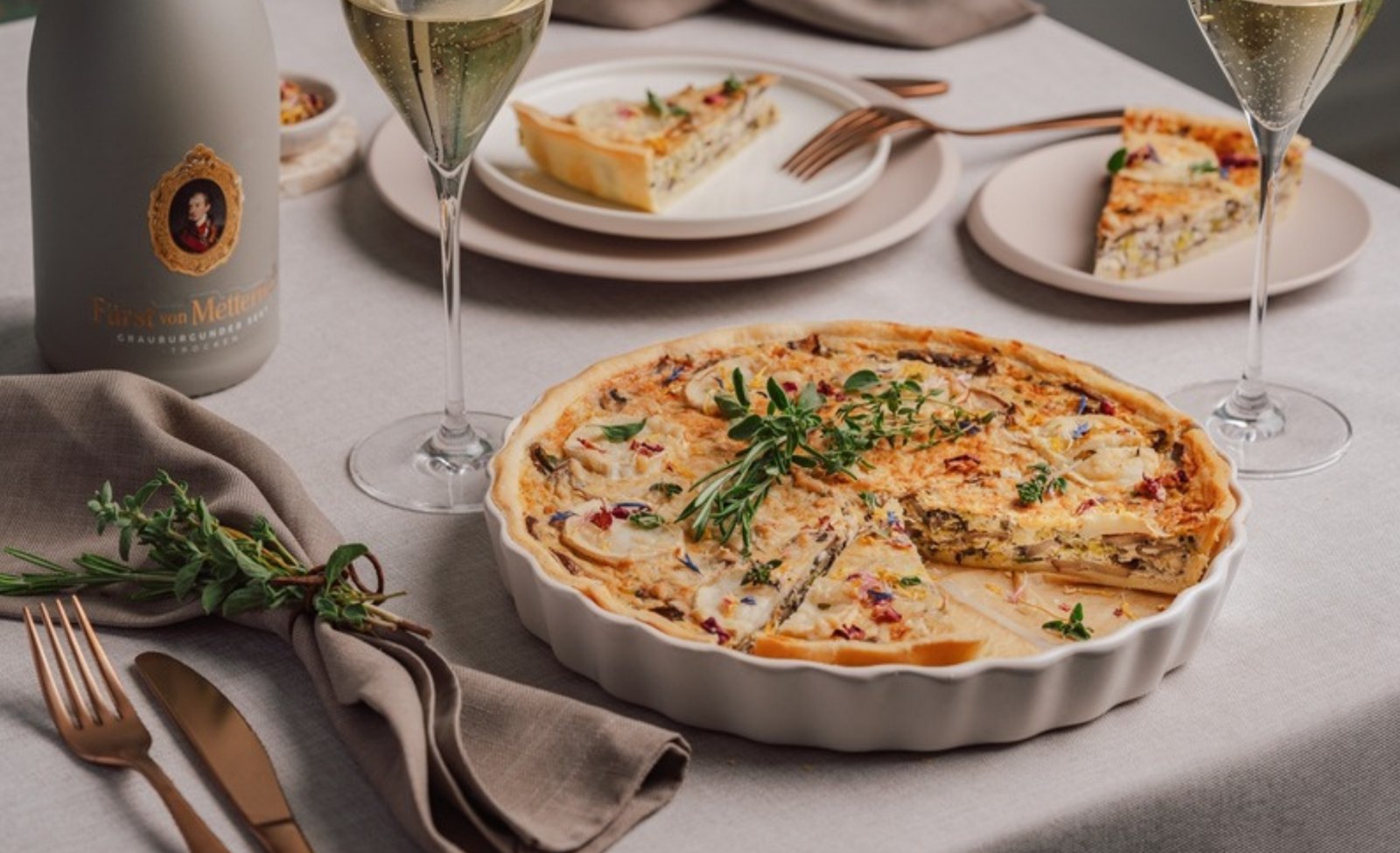 Quiche mit Sekt von Henkell Freixenet